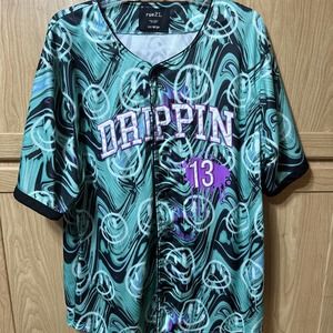 Rue21 Short Sleeve Drippin Style Jersey Button Down Shirt Size XXL Men 2XL Base